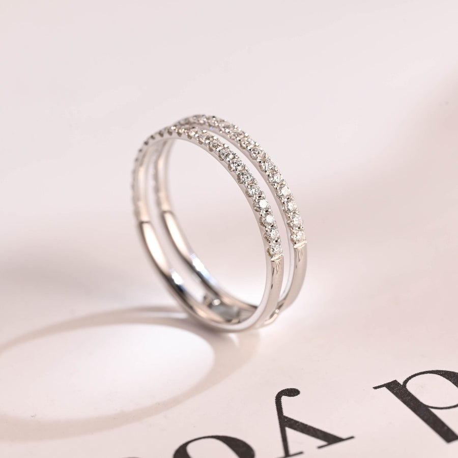Round round diamond wedding band front view