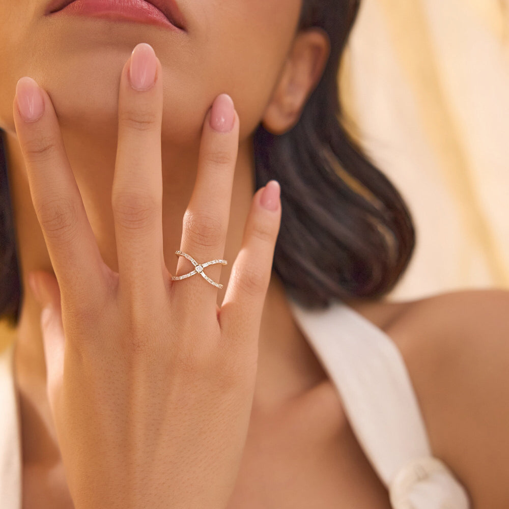 Baguette & Round Diamond Crisscross Band for Her - Doozy Diamonds