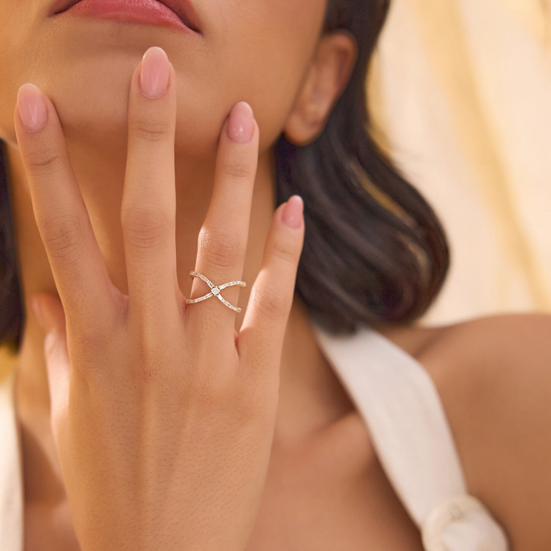 Baguette & Round Diamond Crisscross Band for Her - Doozy Diamonds