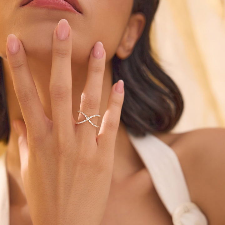 Baguette & Round Diamond Crisscross Band for Her - Doozy Diamonds