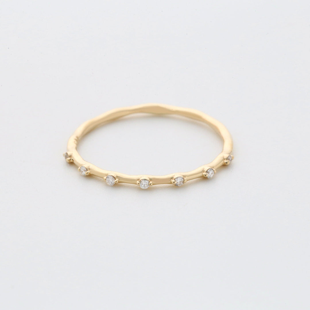 Round Cut Diamond Petite Pave Wedding Band for Women - Doozy Diamonds