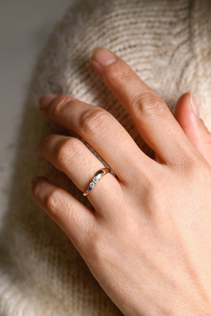 Sapphire Round & Round lab grown diamond band worn on hand