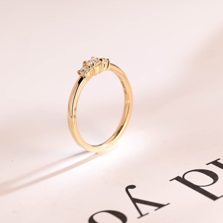 Round lab grown diamond band worn on hand