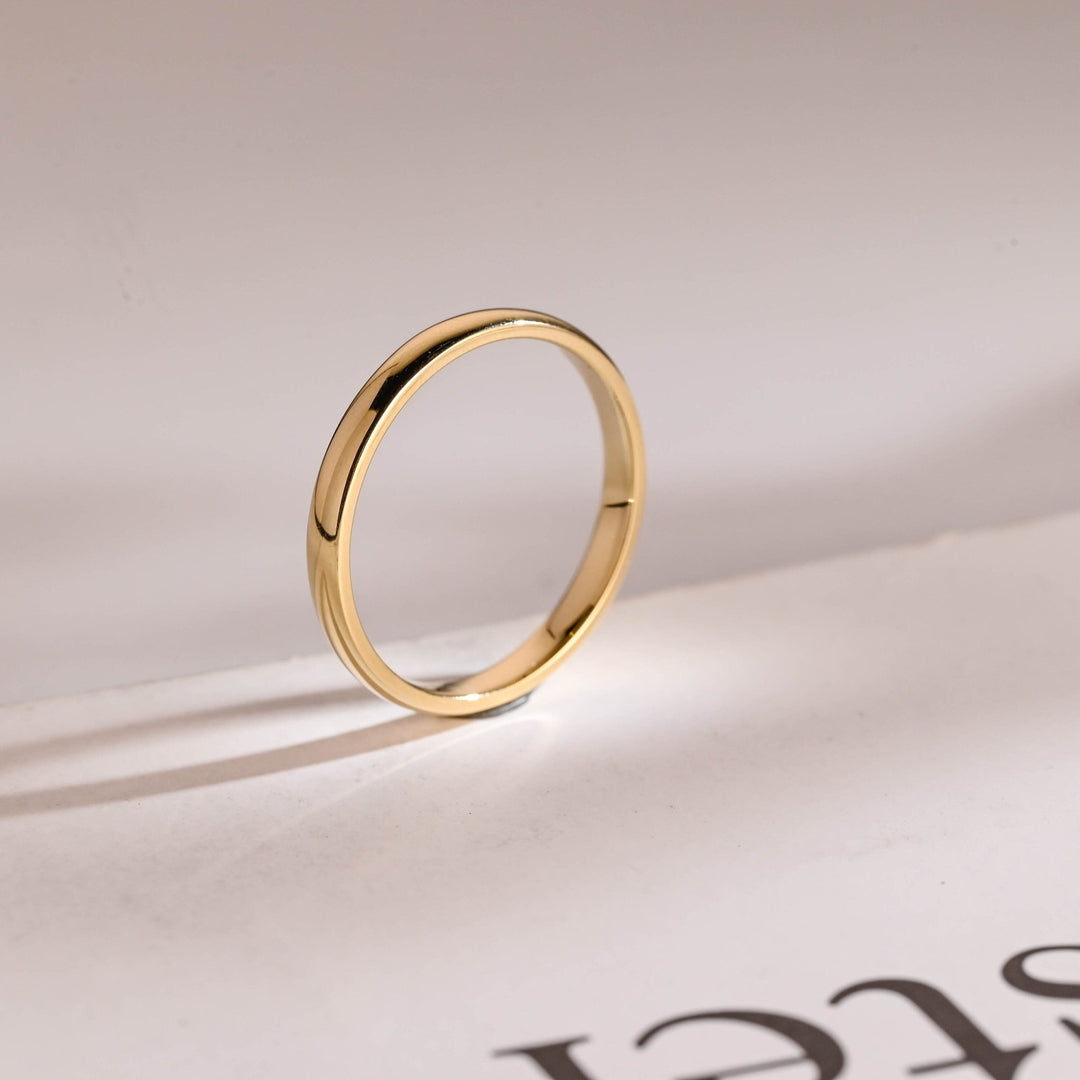 1.8mm Minimalist Wedding Band, 14k Solid Gold For Women - Doozy Diamonds
