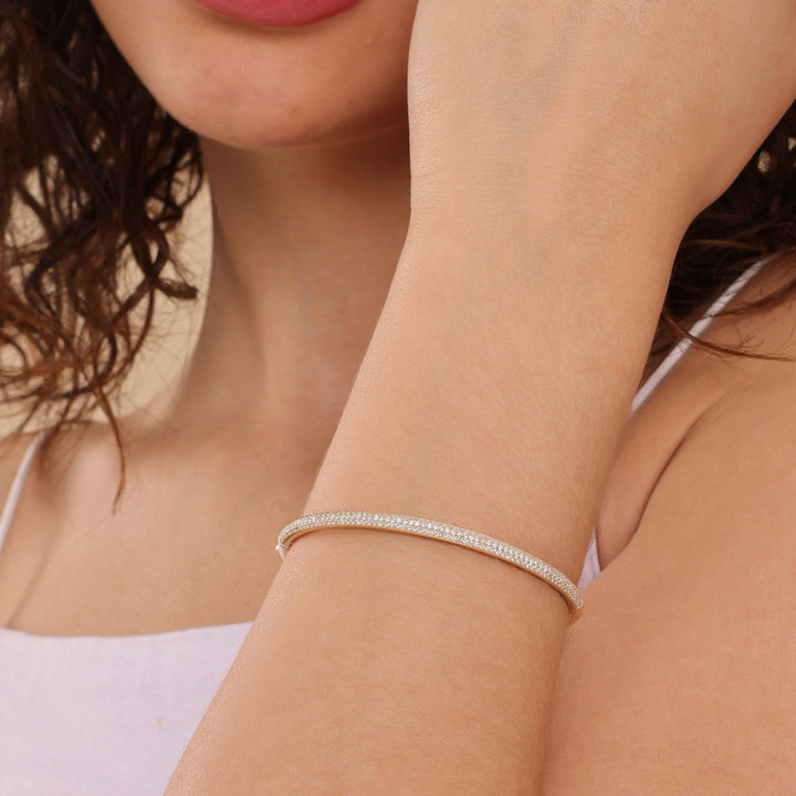 Round Cut Diamond Paved Bangle Bracelet for Women - Doozy Diamonds