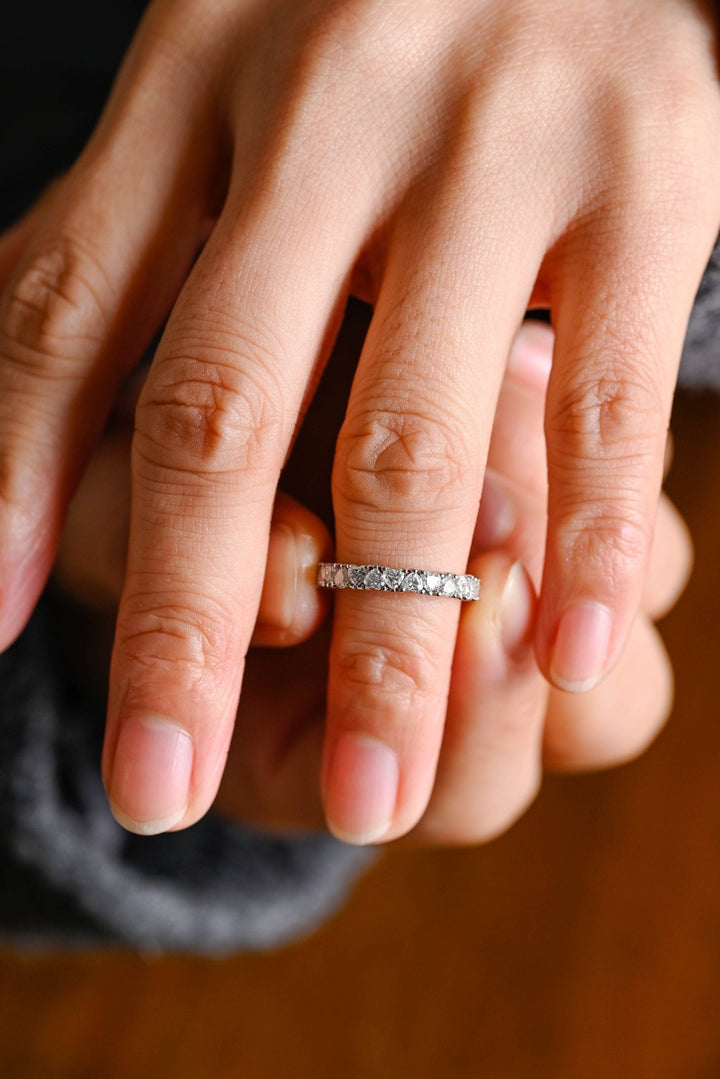 Heart heart diamond wedding band front view