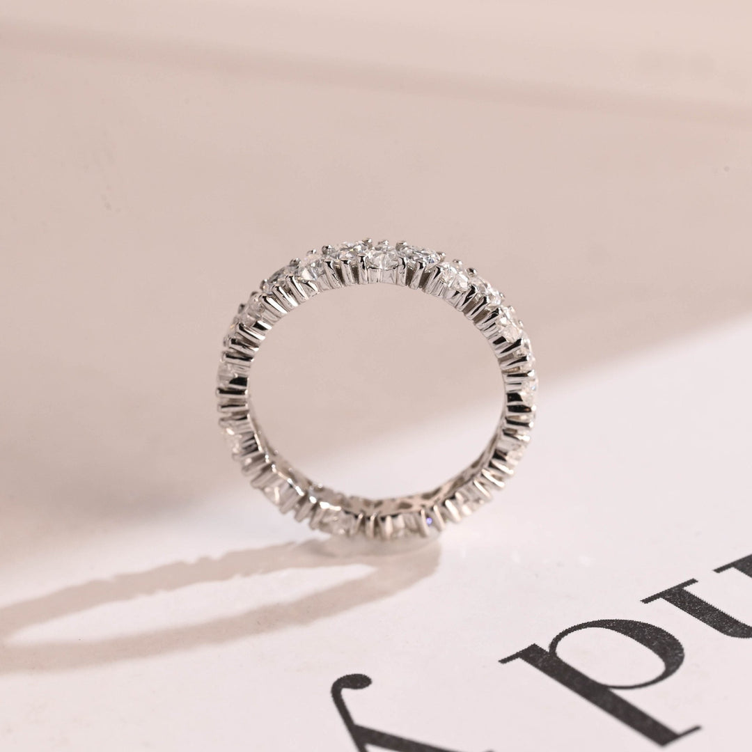 Heart lab grown diamond band worn on hand