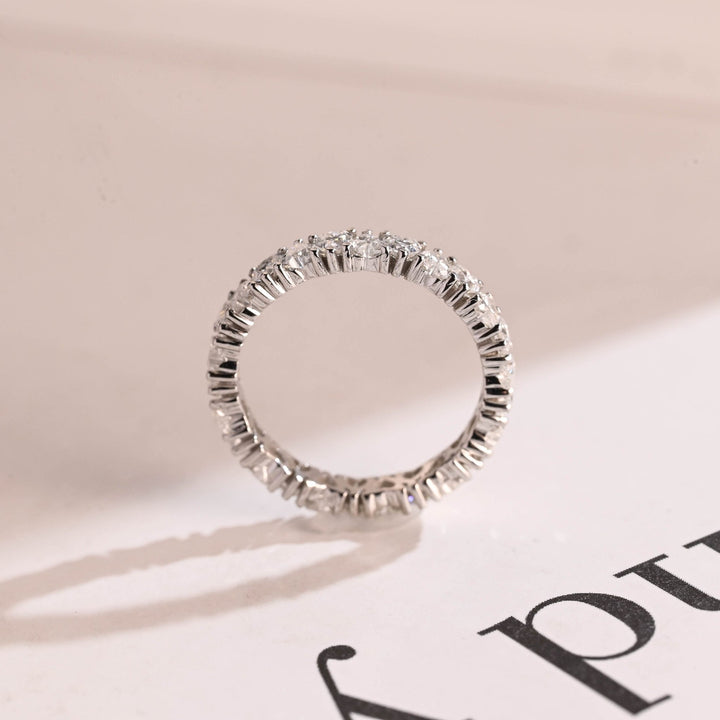 Heart lab grown diamond band worn on hand