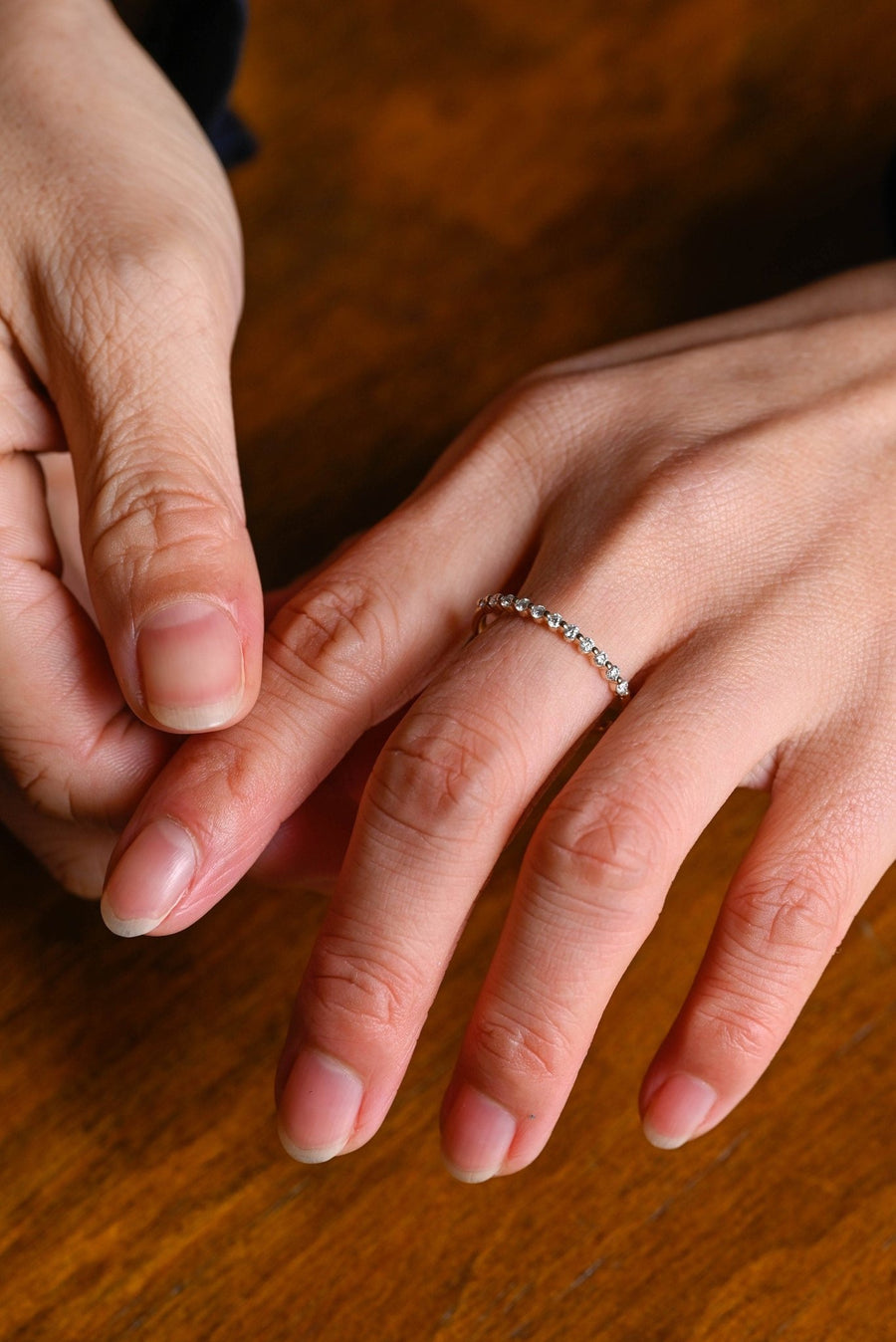 Round round diamond wedding band front view