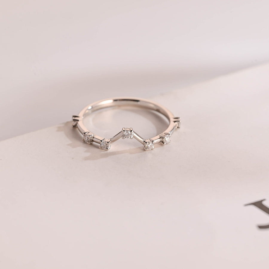 Round round diamond wedding band front view