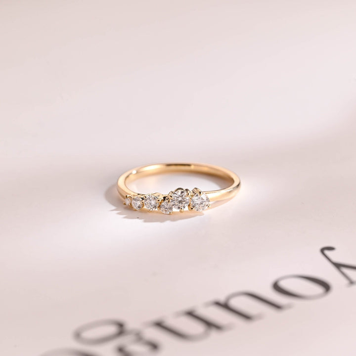 Round round diamond wedding band front view
