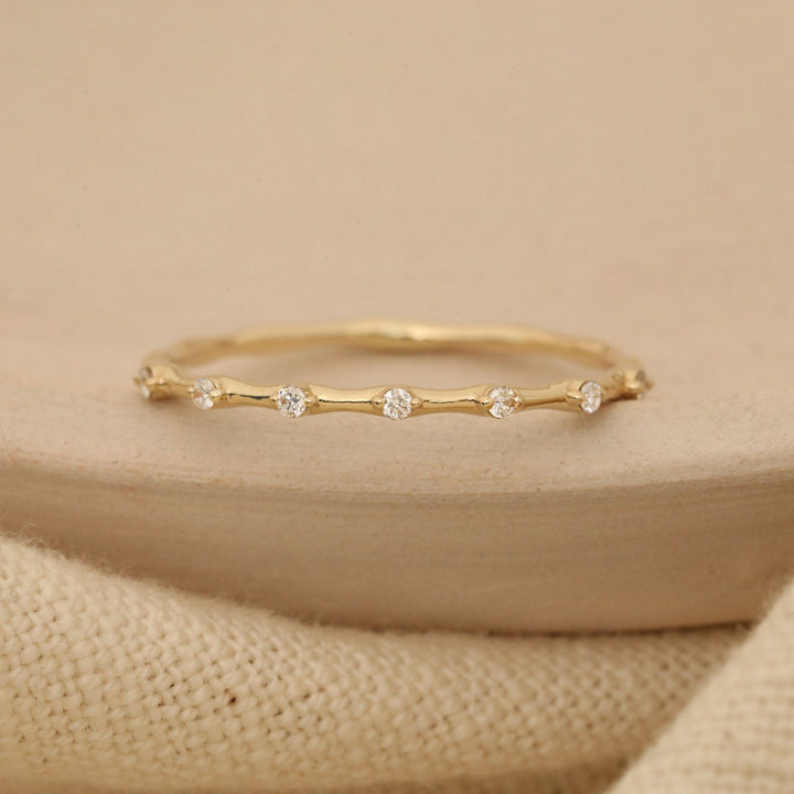 Round Cut Diamond Petite Pave Wedding Band for Women - Doozy Diamonds