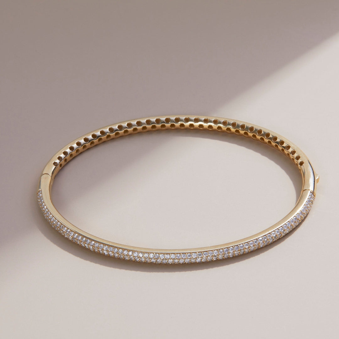 Round Cut Diamond Paved Bangle Bracelet for Women - Doozy Diamonds
