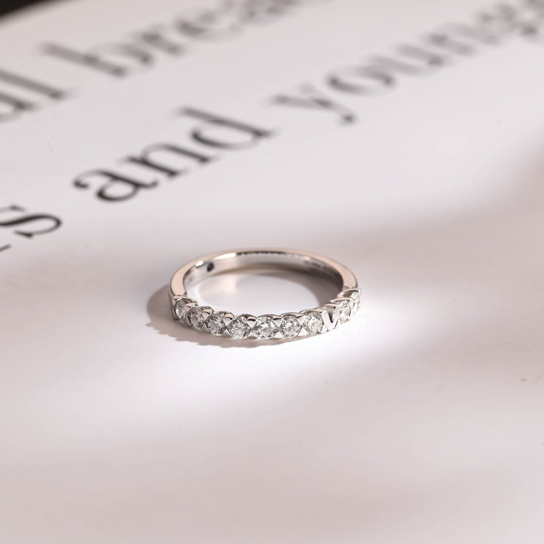 Round round diamond wedding band front view