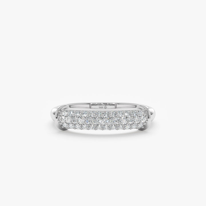 Round Cut Diamond lab grown diamond Paved Dome Wedding Ring in 14K Gold - Doozy Diamonds