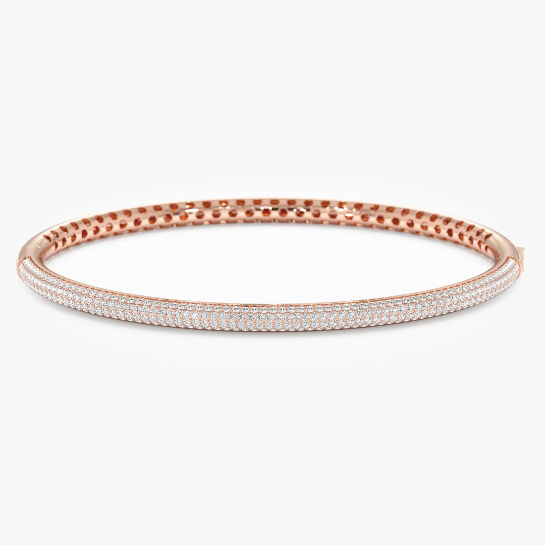 Round Cut Diamond Paved Bangle Bracelet for Women - Doozy Diamonds