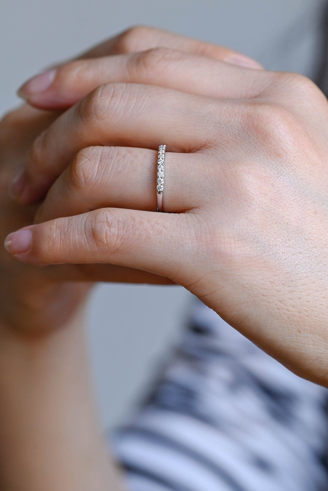 Round round diamond wedding band front view