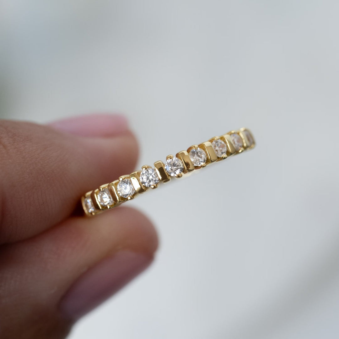 Round Cut Diamond Unique Half Eternity Stacking Ring for Her - Doozy Diamonds