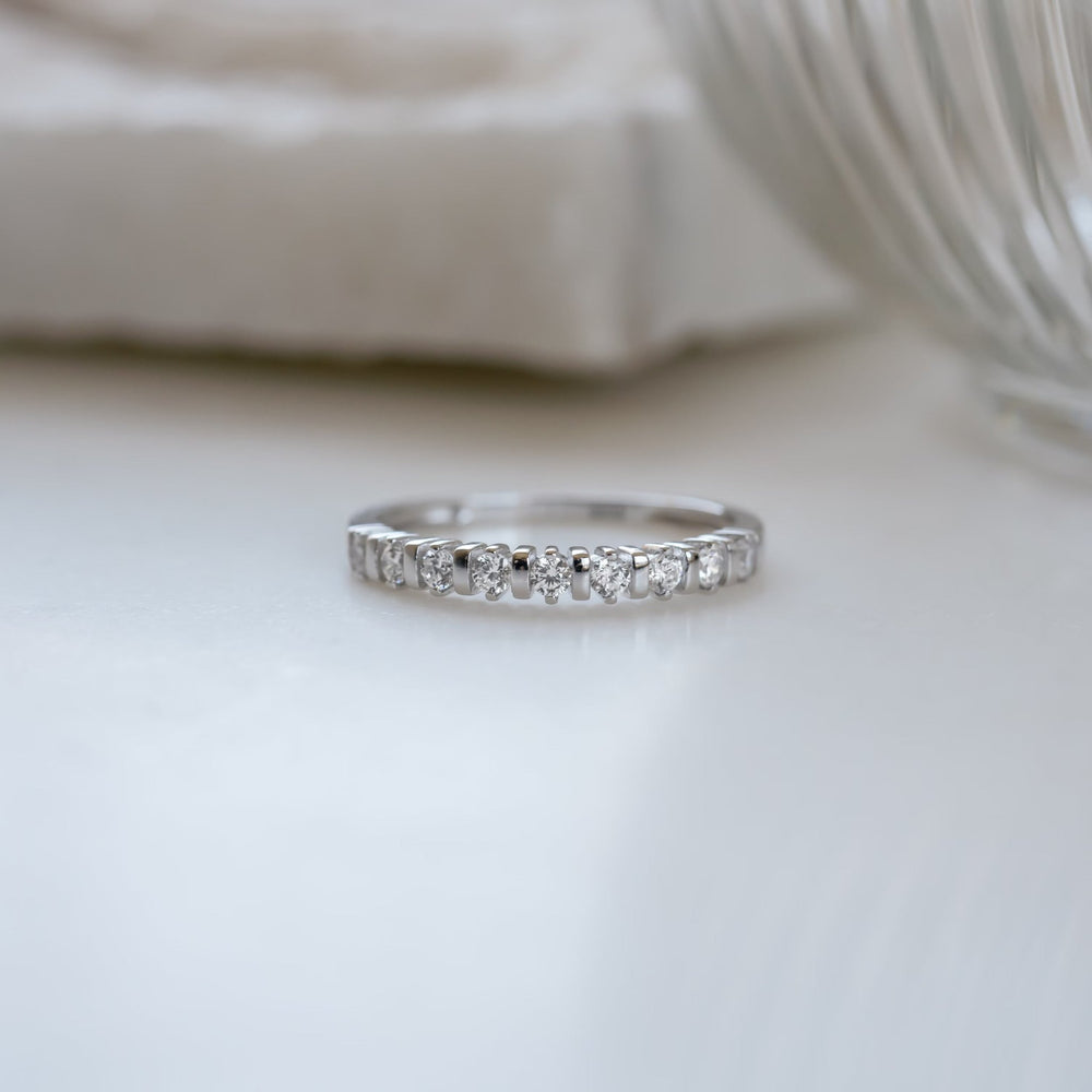 Round Cut Diamond Unique Half Eternity Stacking Ring for Her - Doozy Diamonds