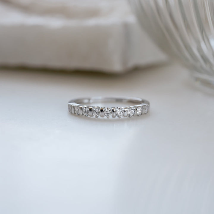 Round Cut Diamond Unique Half Eternity Stacking Ring for Her - Doozy Diamonds