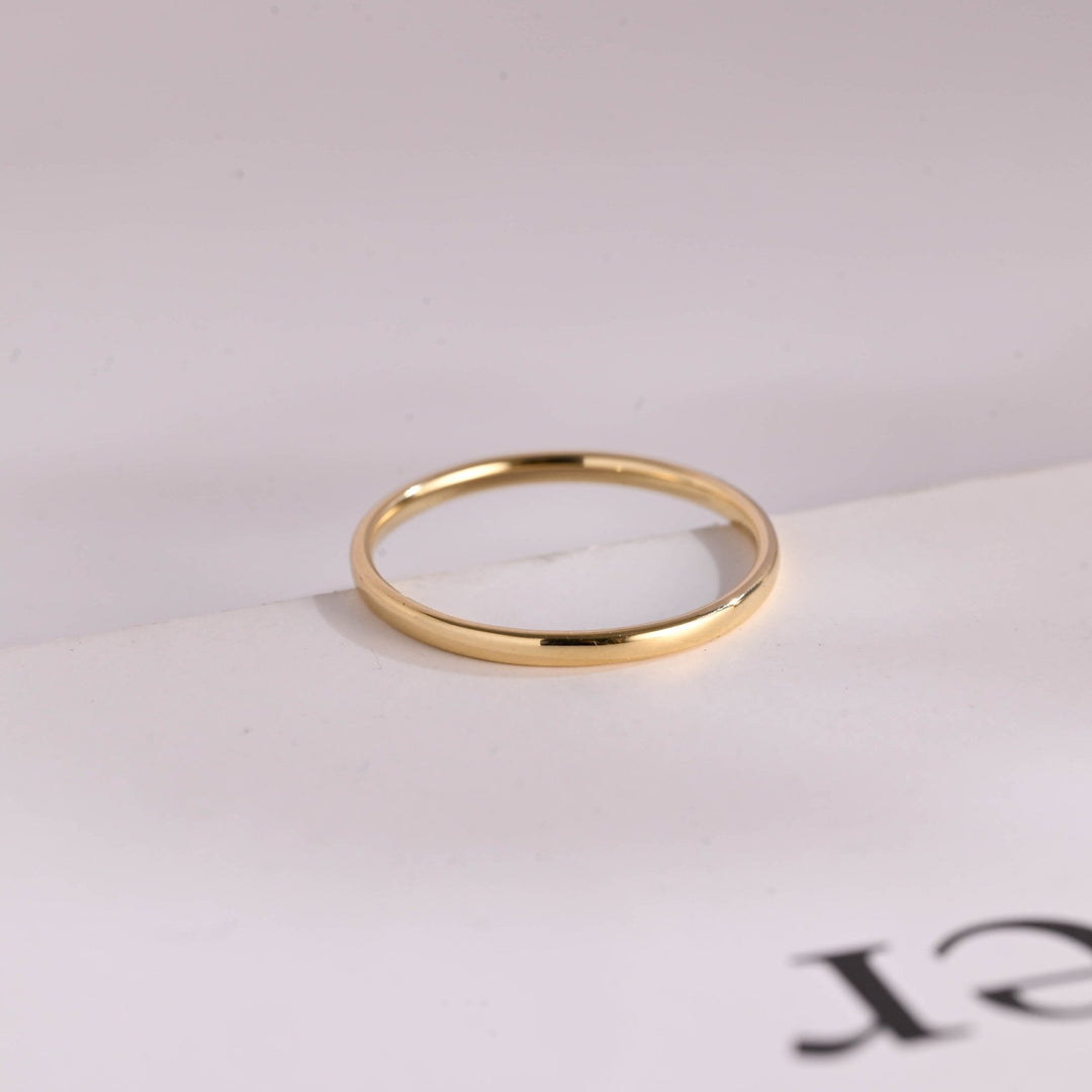 Minimalist Simple Shine Wedding Band, 14k Solid Gold For Her - Doozy Diamonds
