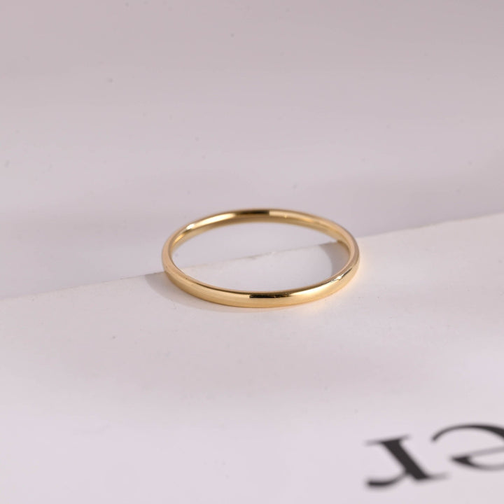 Minimalist Simple Shine Wedding Band, 14k Solid Gold For Her - Doozy Diamonds