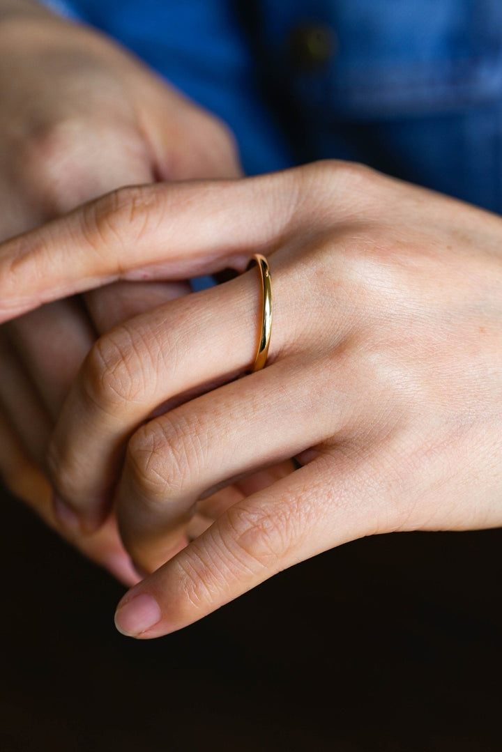 Minimalist Simple Shine Wedding Band, 14k Solid Gold For Her - Doozy Diamonds