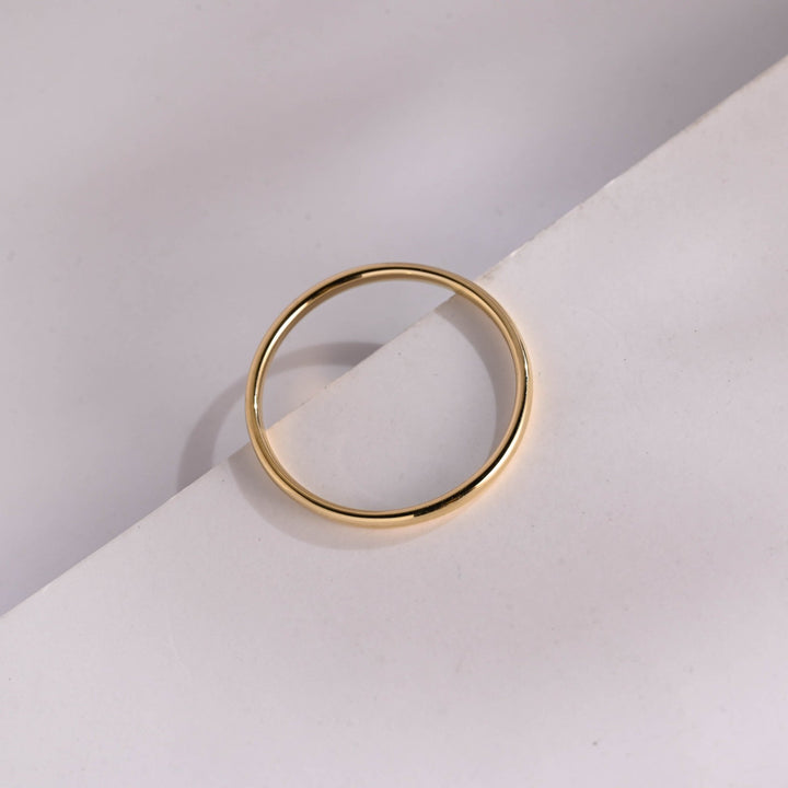Minimalist Simple Shine Wedding Band, 14k Solid Gold For Her - Doozy Diamonds