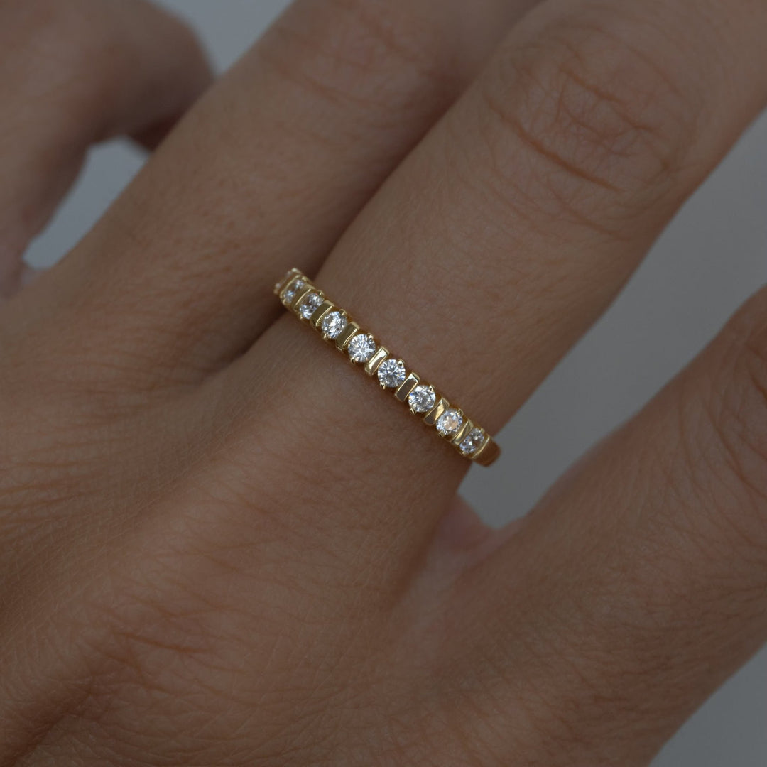 Round Cut Diamond Unique Half Eternity Stacking Ring for Her - Doozy Diamonds