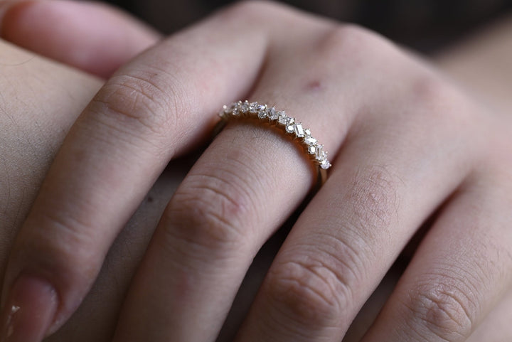 Mix Stone diamond wedding band in white gold