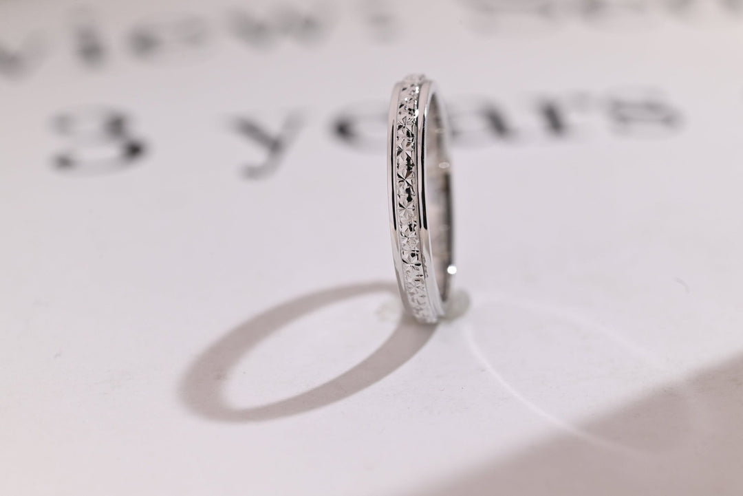 3mm Engraved Wedding Band 14k Solid Gold - Doozy Diamonds