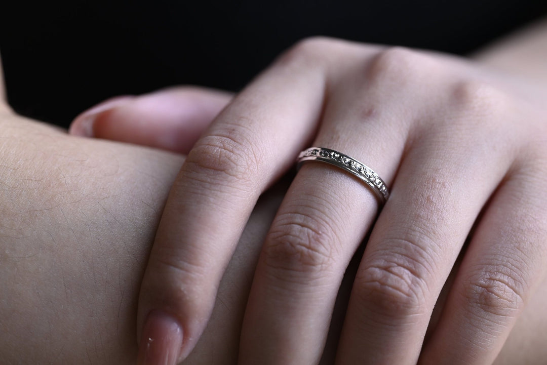 3mm Engraved Wedding Band 14k Solid Gold - Doozy Diamonds