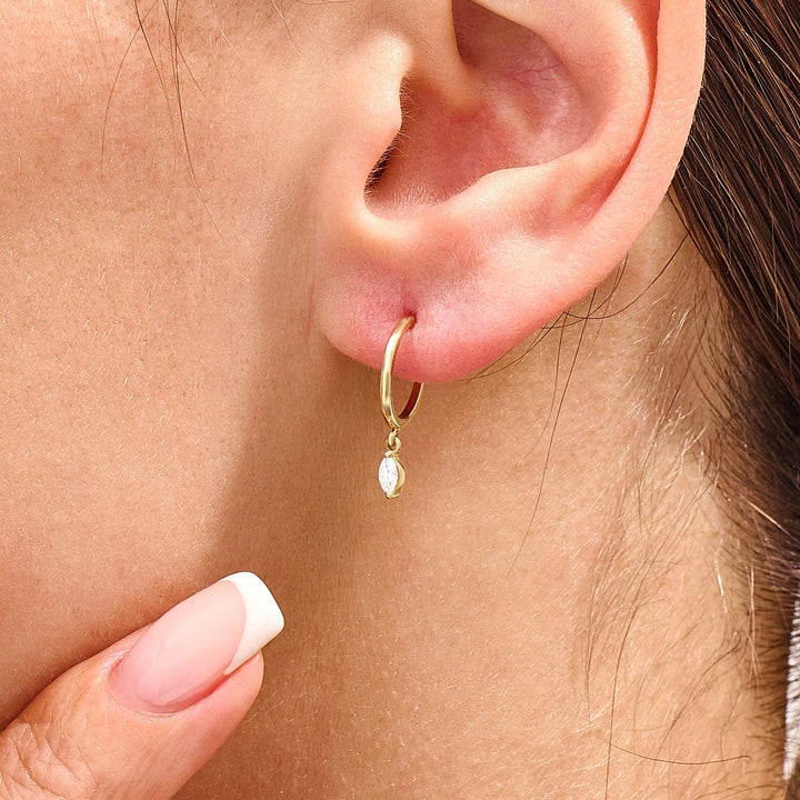 Marquise Cut Diamond Hoop Earring for for Everyday Use - Doozy Diamonds
