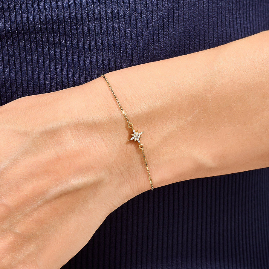 Round Cut Diamond Tiny Star Bracelet For Gift - Doozy Diamonds