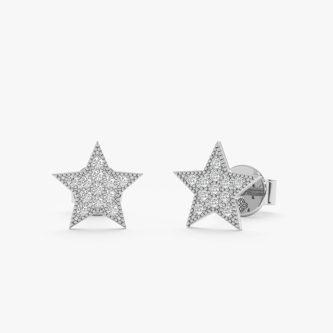 0.2CT Round Star Shaped lab grown diamonds Stud Earrings In Solid Gold - Doozy Diamonds
