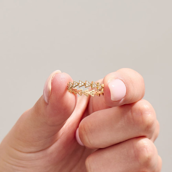 Round Cut Diamond Eternity Triangle Wedding Ring for Women - Doozy Diamonds