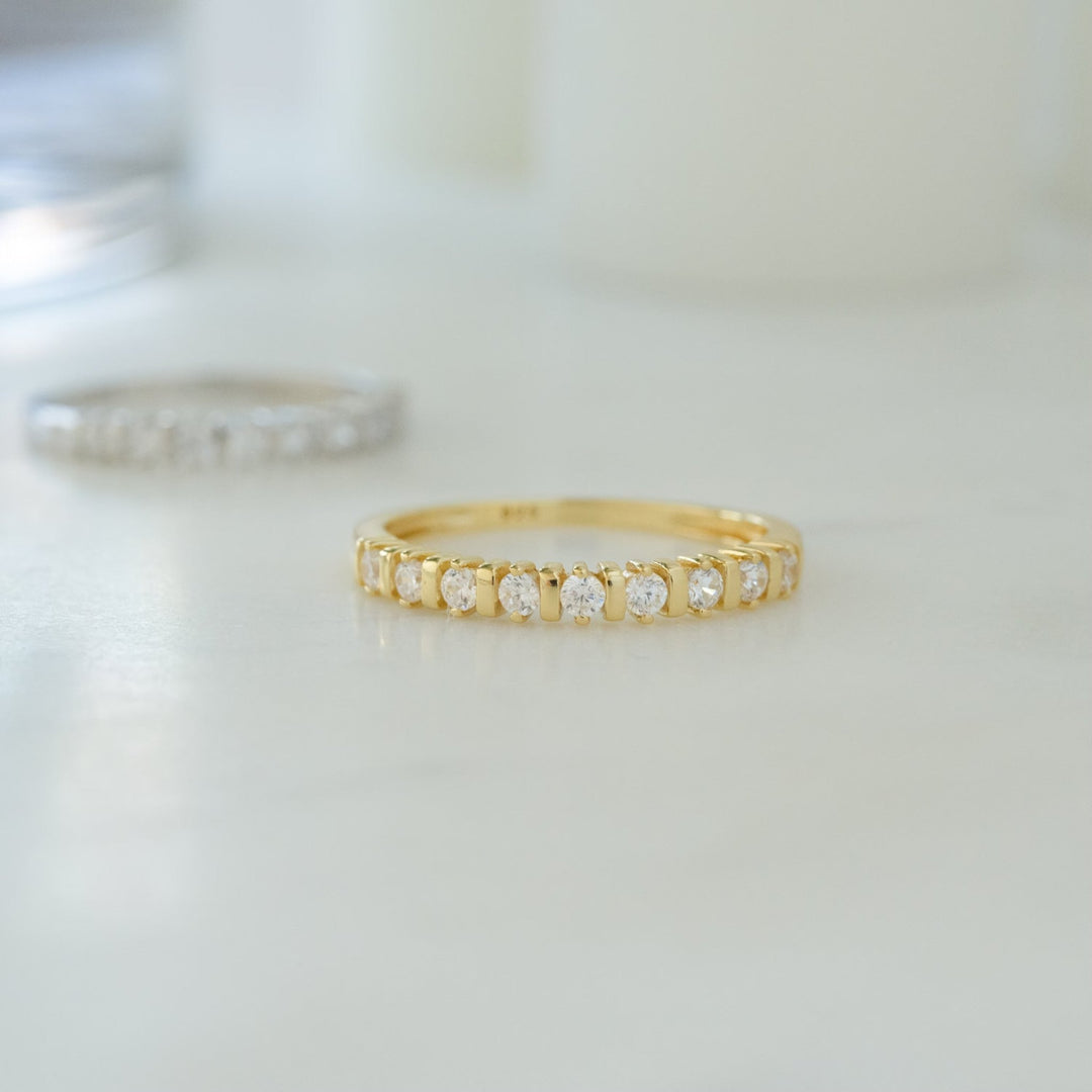 Round Cut Diamond Unique Half Eternity Stacking Ring for Her - Doozy Diamonds