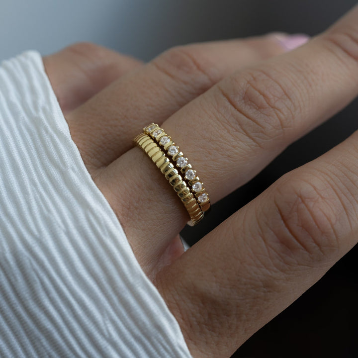 Round Cut Diamond Unique Half Eternity Stacking Ring for Her - Doozy Diamonds
