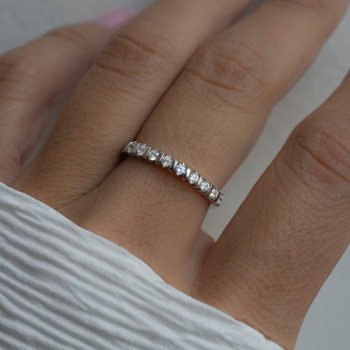 Round Cut Diamond Unique Half Eternity Stacking Ring for Her - Doozy Diamonds