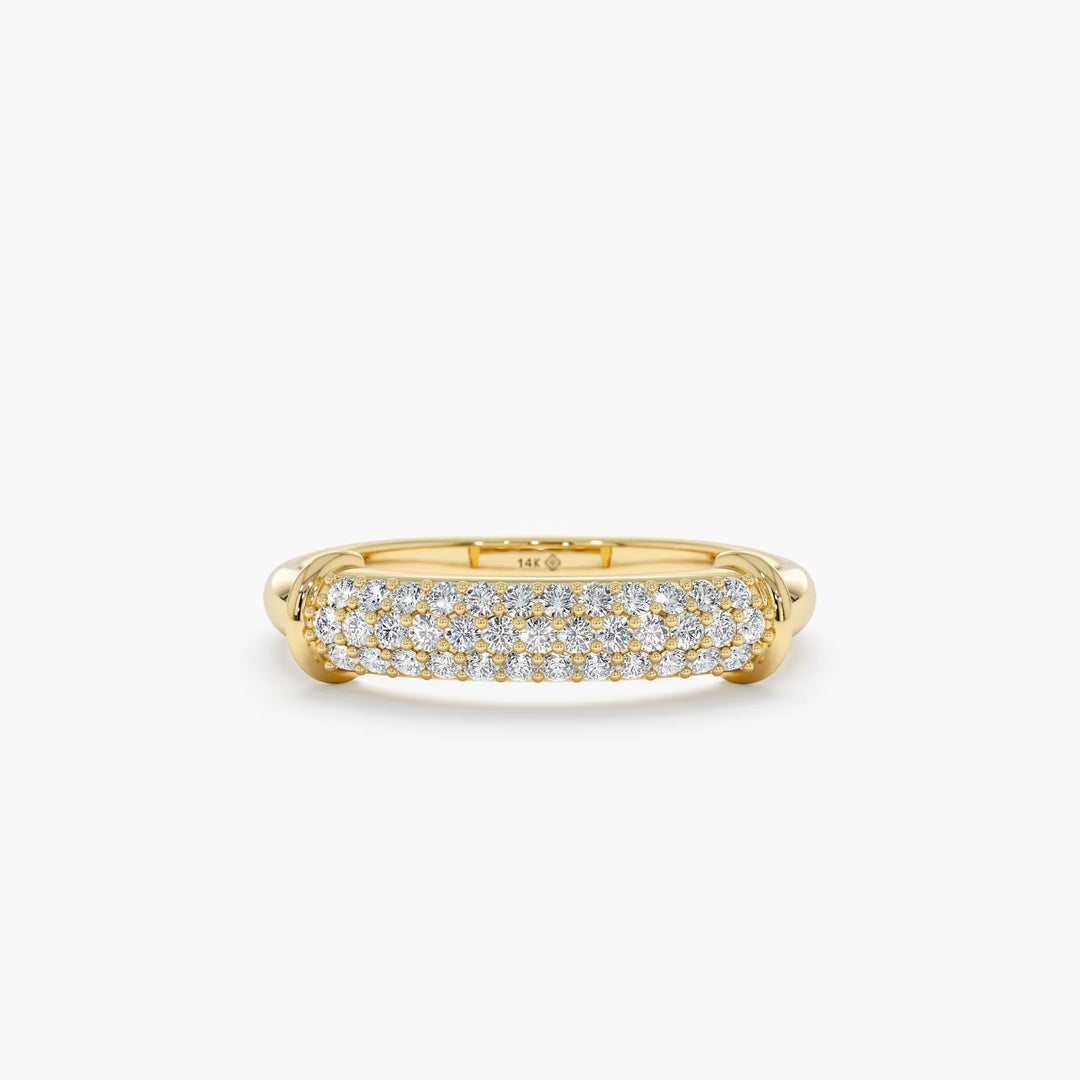 Round Cut Diamond lab grown diamond Paved Dome Wedding Ring in 14K Gold - Doozy Diamonds