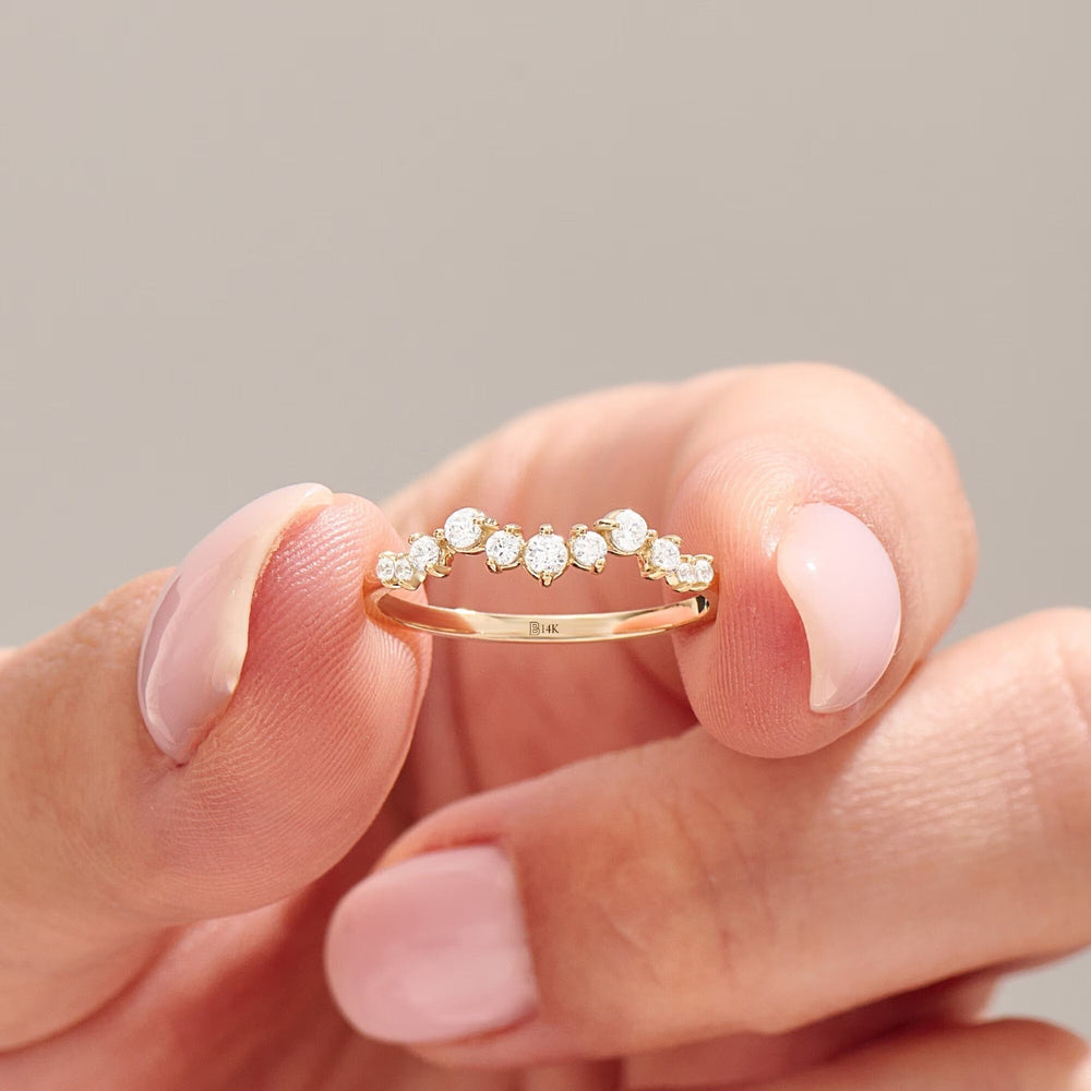 Round Cut Diamond Half Eternity Stackable Wedding Ring for Women - Doozy Diamonds