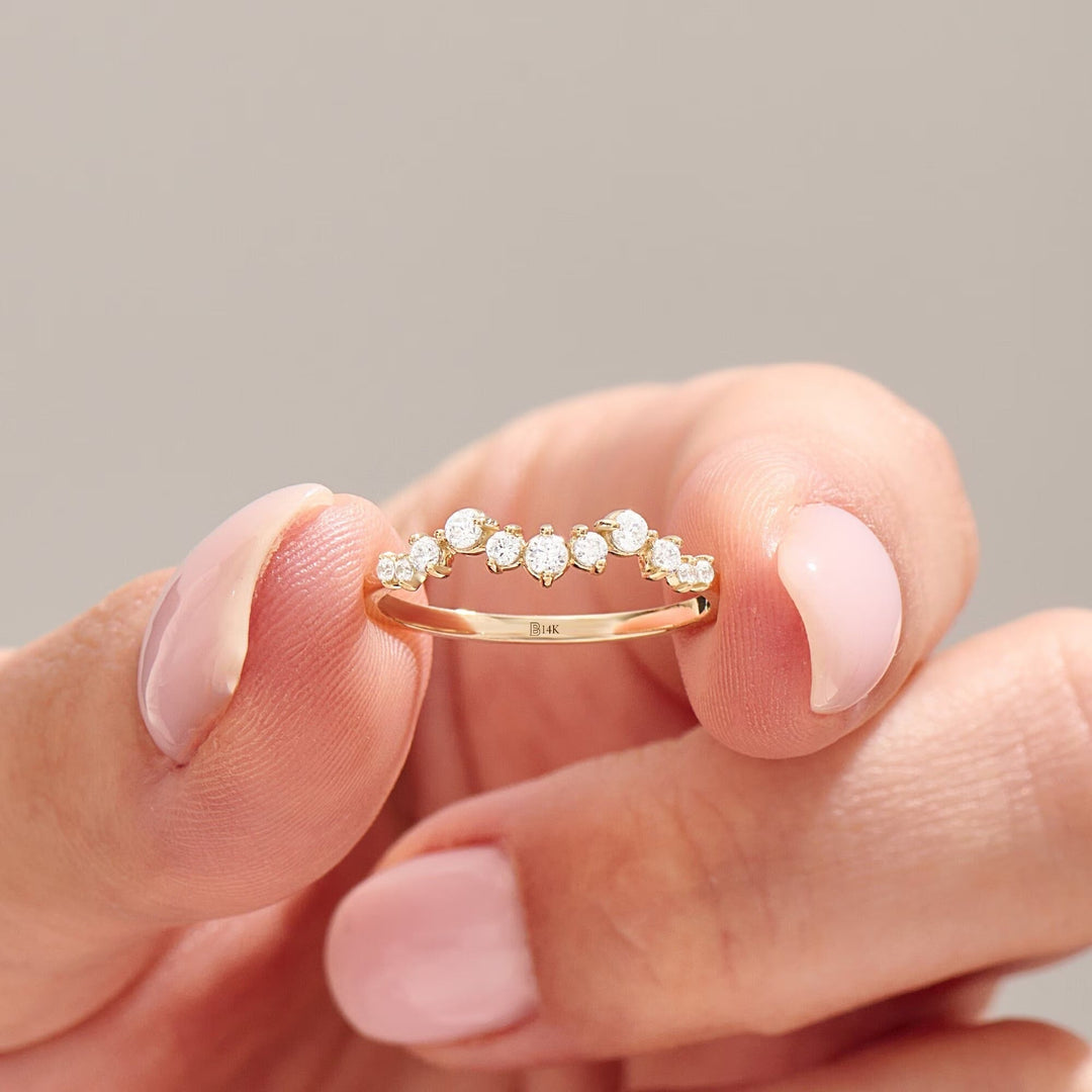 Round Cut Diamond Half Eternity Stackable Wedding Ring for Women - Doozy Diamonds