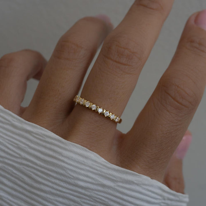 Round Cut Diamond Unique Half Eternity Stacking Ring for Her - Doozy Diamonds