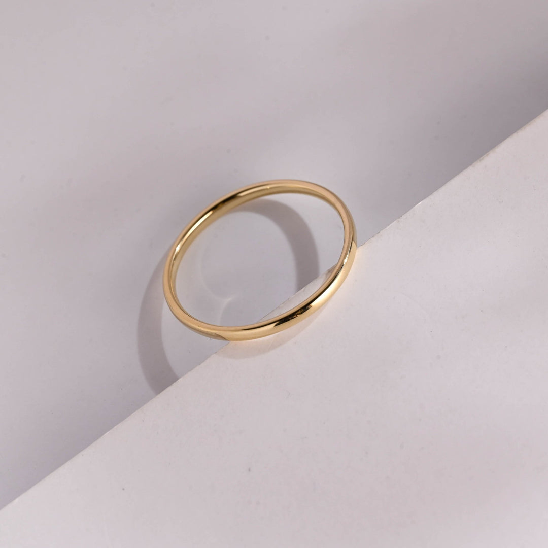 Minimalist Simple Shine Wedding Band, 14k Solid Gold For Her - Doozy Diamonds