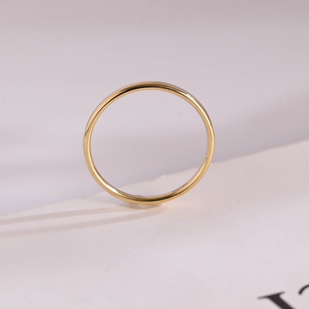 Minimalist Simple Shine Wedding Band, 14k Solid Gold For Her - Doozy Diamonds