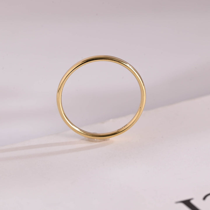 Minimalist Simple Shine Wedding Band, 14k Solid Gold For Her - Doozy Diamonds