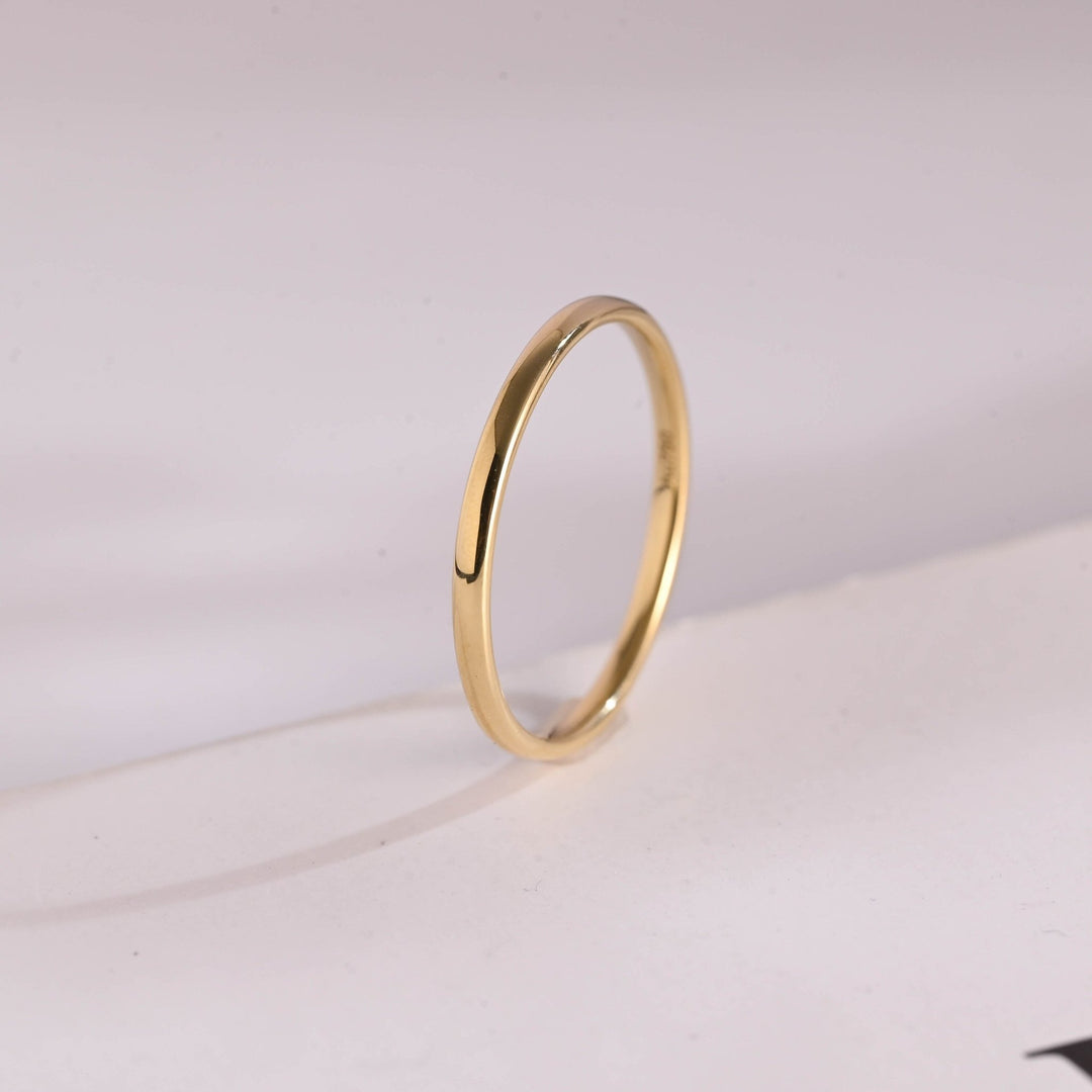 Minimalist Simple Shine Wedding Band, 14k Solid Gold For Her - Doozy Diamonds