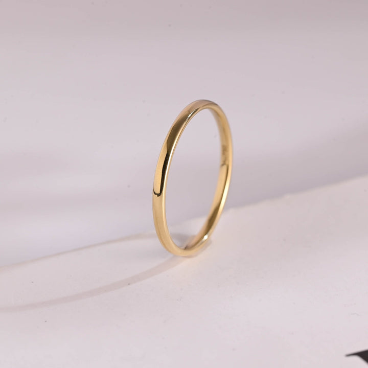 Minimalist Simple Shine Wedding Band, 14k Solid Gold For Her - Doozy Diamonds