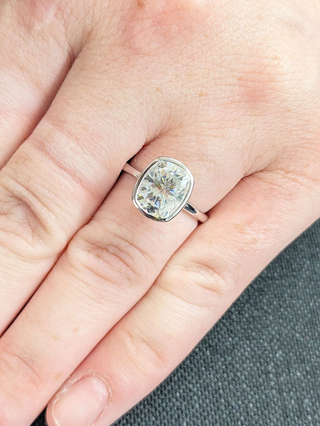 Shop cushion bezel lab grown diamond engagement ring