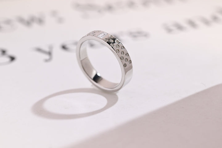 Ethically sourced round & emerald diamond eternity band